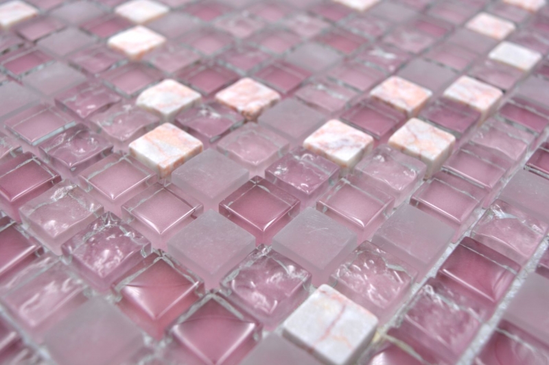 Mosaic tile Translucent pink glass mosaic Crystal stone pink BATH WC Kitchen WALL MOS92-1002_f