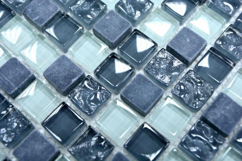 Mosaic tile kitchen splashback translucent gray glass mosaic Crystal stone gray MOS92-0204_f
