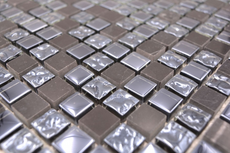 Mosaic tile kitchen splashback translucent gray black glass mosaic Crystal stone gray black MOS92-0302_f