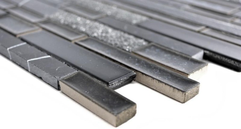 Mosaic tile translucent ceramic black composite glass mosaic Crystal stone ceramic black MOS87SO-0329_f