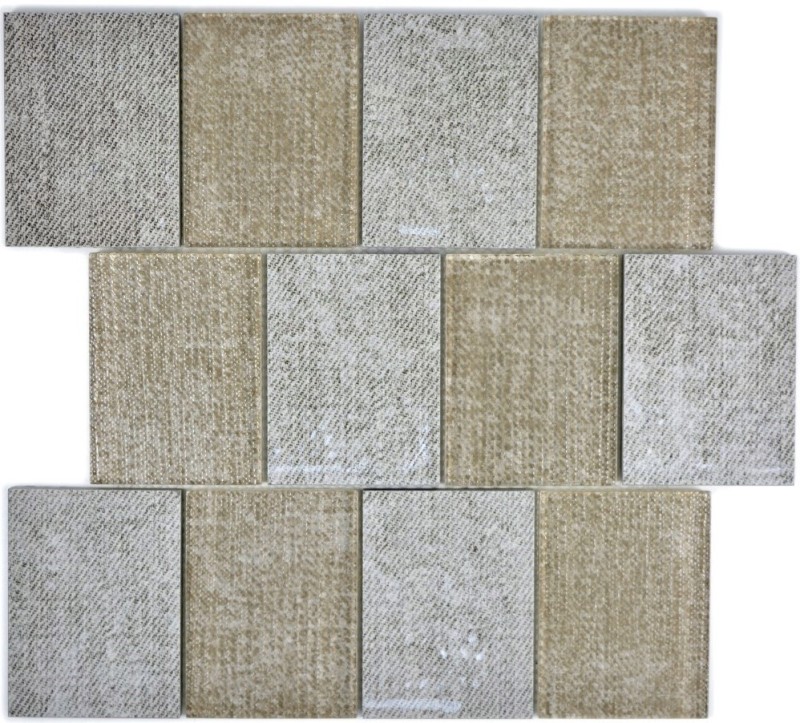Mosaic tile translucent ceramic beige rectangle glass mosaic Crystal ceramic beige MOS88J-1202_f