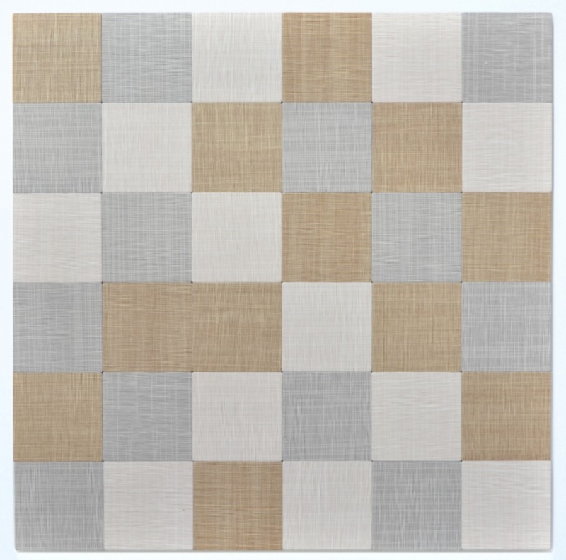 Mosaic tiles kitchen splashback self-adhesive aluminum cream beige grey metal textile look MOS200-2622_f
