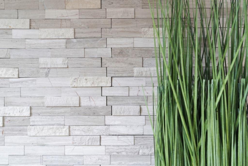 Mosaic tiles kitchen splashback self-adhesive marble natural stone gray white cream natural stone white wood MOS200-0120_f