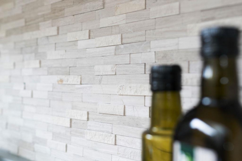 Mosaic tiles kitchen splashback self-adhesive marble natural stone gray white cream natural stone white wood MOS200-0120_f