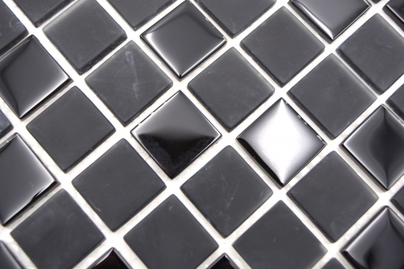 Mosaic tiles kitchen splashback self-adhesive black glass mosaic black matt black MOS200-4CM22_f