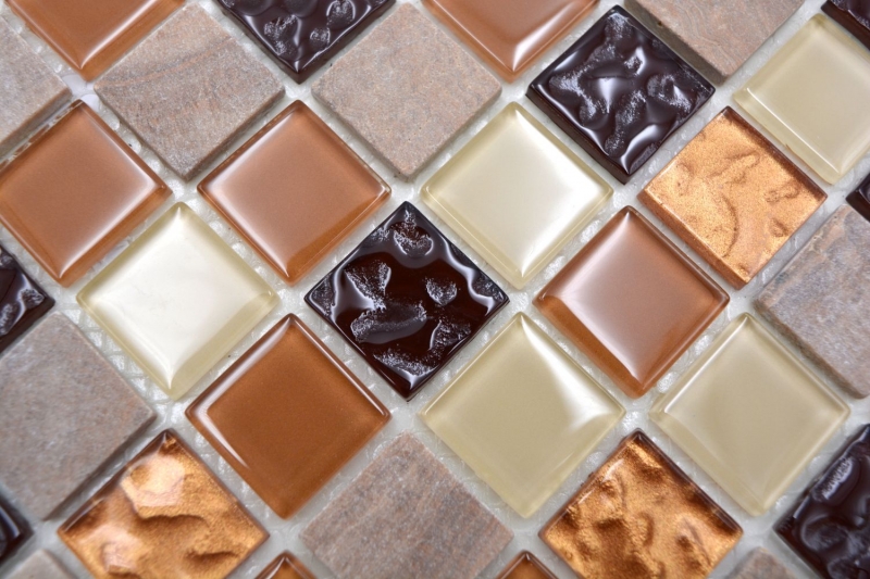 Mosaic tiles kitchen splashback self-adhesive stone beige brown glass mosaic stone beige brown MOS200-4M372_f