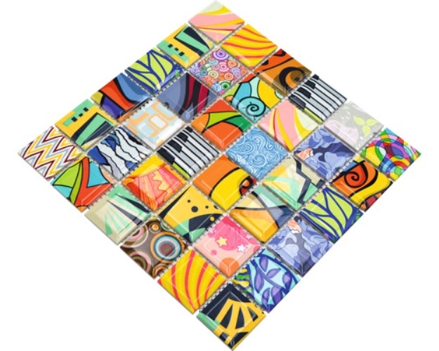Colorful retro style mosaic tiles POP UP ART design wall cladding tile backsplash MOS14-1605_f