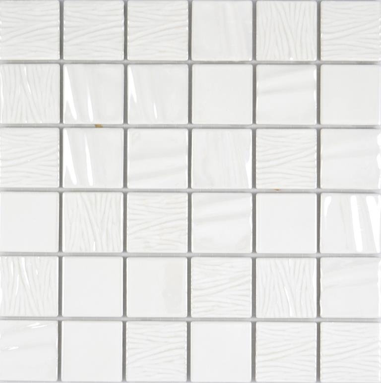 Ceramic mosaic Kanaan white plain mosaic tiles wall tile backsplash kitchen bathroom MOS14-0111_f