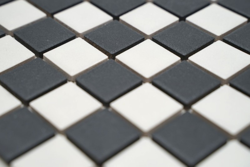 Mosaic tile ceramic RUTSCHSICHER chessboard black white matt MOS18-0305-R10_f