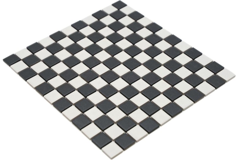 Mosaic tile ceramic RUTSCHSICHER chessboard black white matt MOS18-0305-R10_f