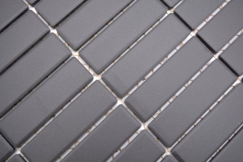 Mosaic tile ceramic rods black anthracite unglazed shower tray floor tile MOS24B-0310-R10_f