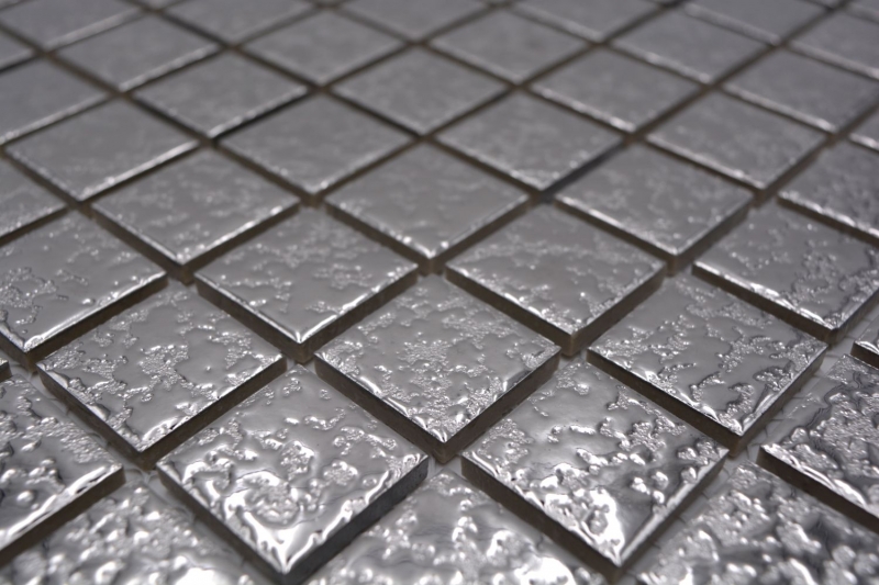 Mosaic tile ceramic mosaic SILVER textured wall tile backsplash kitchen MOS18-0207_f