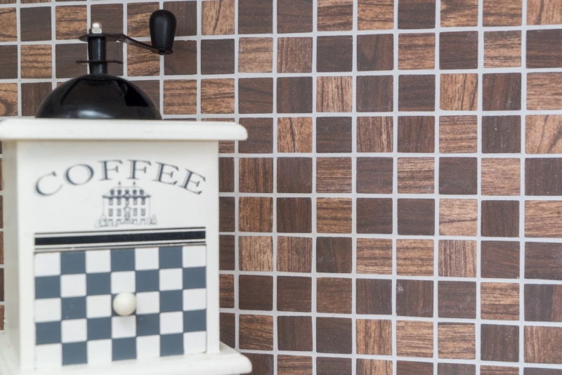 Mosaic tiles ECO recycled GLASS ECO wood texture brown dark brown MOS63-410_f