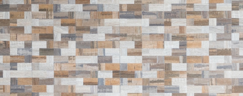 Mosaic tiles kitchen splashback self-adhesive aluminum gray beige combination metal wood look MOS200-2322_f