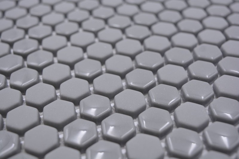 Glass mosaic hexagonal hexagon tiles gray glossy matt mosaic tiles wall tile backsplash kitchen bathroom MOS140-0201_f