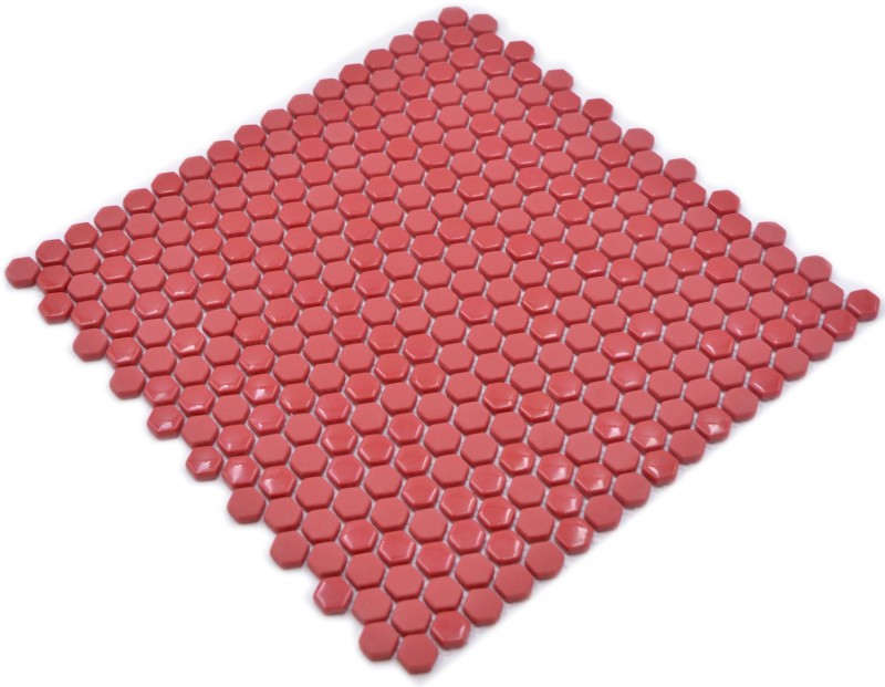 Glass mosaic hexagon red hexagonal hexagonal mosaic glossy matt mosaic tiles wall tile backsplash kitchen bathroom MOS140-0901_f
