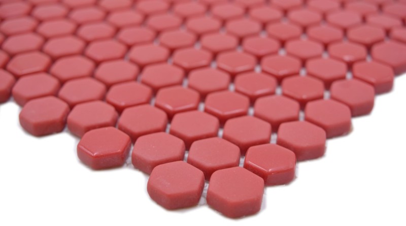 Glass mosaic hexagon red hexagonal hexagonal mosaic glossy matt mosaic tiles wall tile backsplash kitchen bathroom MOS140-0901_f