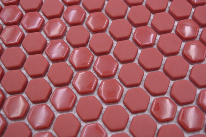 Glass mosaic hexagon red hexagonal hexagonal mosaic glossy matt mosaic tiles wall tile backsplash kitchen bathroom MOS140-0901_f