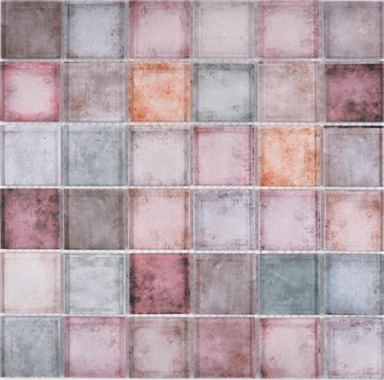 Glass mosaic rose brown purple mix mosaic tile wall tile backsplash kitchen bathroom - MOS88-0412_f