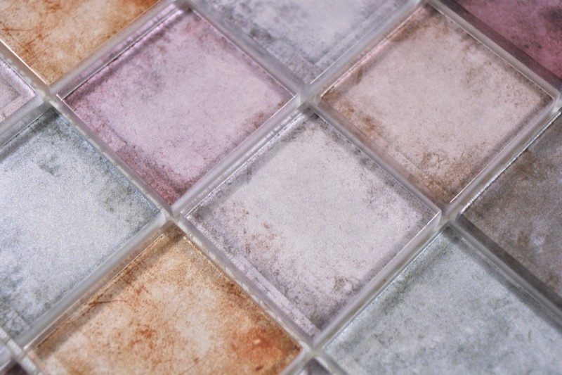 Glass mosaic rose brown purple mix mosaic tile wall tile backsplash kitchen bathroom - MOS88-0412_f