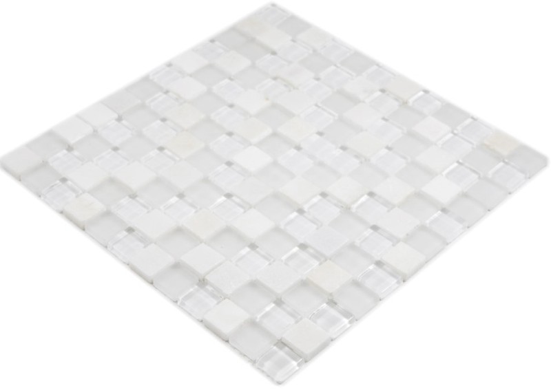 Square crystal/stone mix super white mosaic tile wall tile backsplash kitchen bathroom MOS72-0001_f