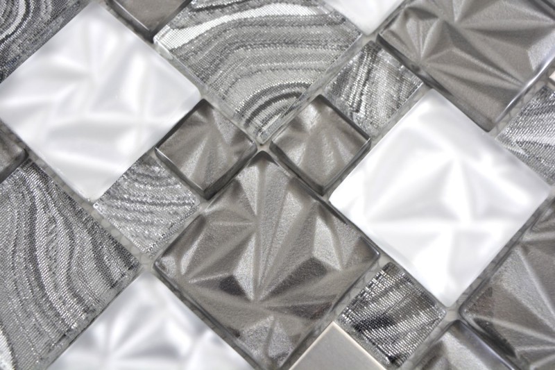 Glass mosaic combination steel mix gray black mosaic tile wall tile backsplash kitchen bathroom MOS88-1702_f