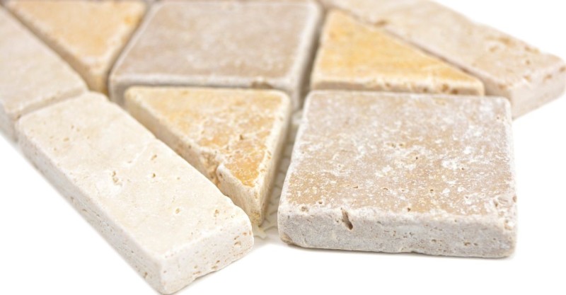 Travertine natural stone border noce gold chiaro beige wall floor shower bathroom kitchen MOSBor-0266_f