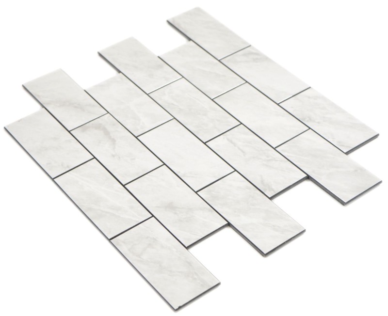 Rectangle AC stone look Carrara look Subway Level glossy mosaic tile wall tile backsplash kitchen bathroom MOS200-CLG_f