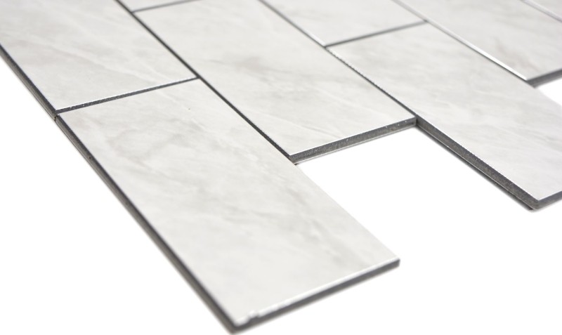 Rectangle AC stone look Carrara look Subway Level glossy mosaic tile wall tile backsplash kitchen bathroom MOS200-CLG_f