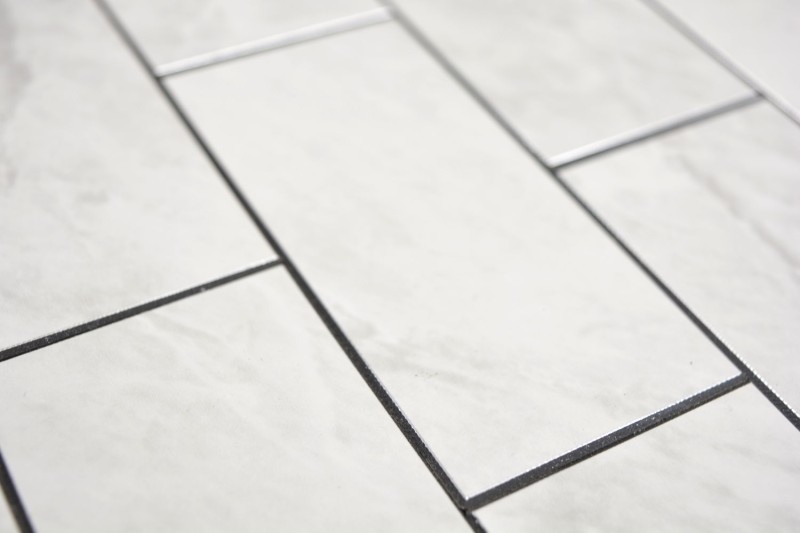 Rectangle AC stone look Carrara look Subway Level glossy mosaic tile wall tile backsplash kitchen bathroom MOS200-CLG_f