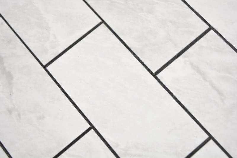Rectangle AC stone look Carrara look Subway Level glossy mosaic tile wall tile backsplash kitchen bathroom MOS200-CLG_f