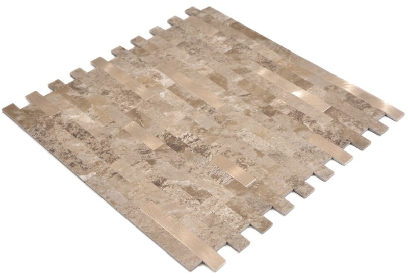 Composite vinyl stone look Limestone brown/gold mosaic tile wall tile backsplash kitchen bathroom MOS200-LBG_f