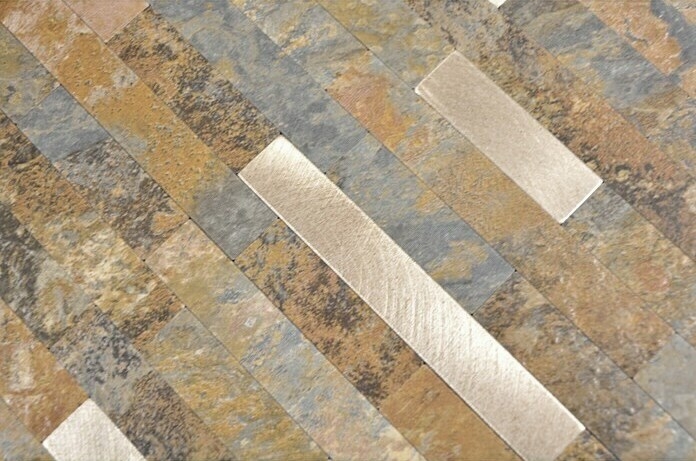 Composite vinyl stone look multi slate/gold mosaic tile wall tile backsplash kitchen bathroom MOS200-MSG_f