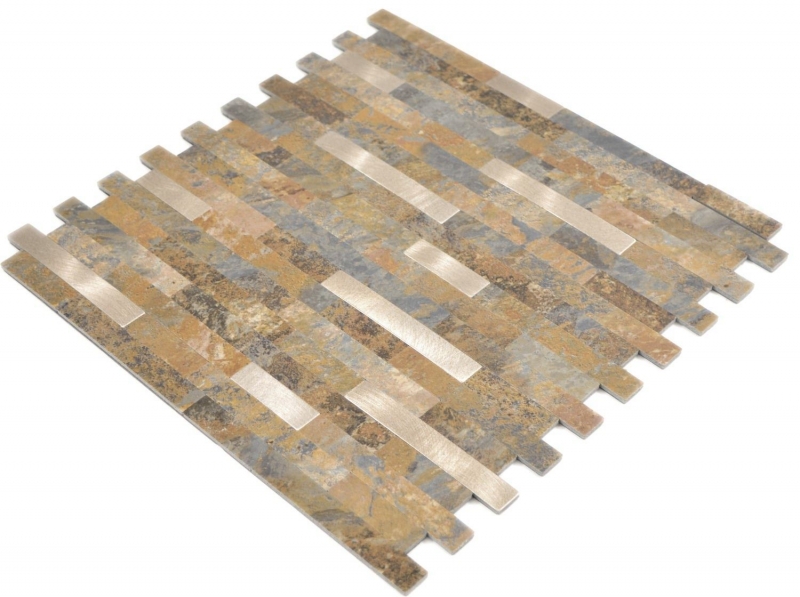 Composite vinyl stone look multi slate/gold mosaic tile wall tile backsplash kitchen bathroom MOS200-MSG_f