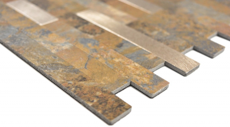 Composite vinyl stone look multi slate/gold mosaic tile wall tile backsplash kitchen bathroom MOS200-MSG_f