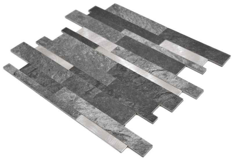 Composite vinyl stone look Black Qaurtz/Silver mosaic tile wall tile backsplash kitchen bathroom MOS200-32BS_f