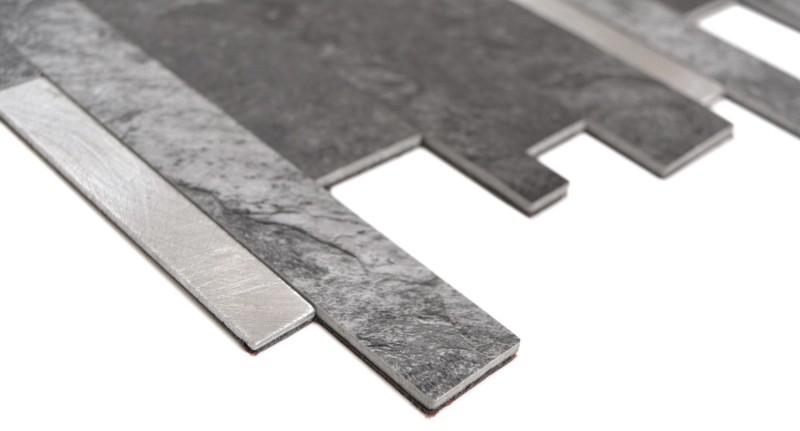 Composite vinyl stone look Black Qaurtz/Silver mosaic tile wall tile backsplash kitchen bathroom MOS200-32BS_f