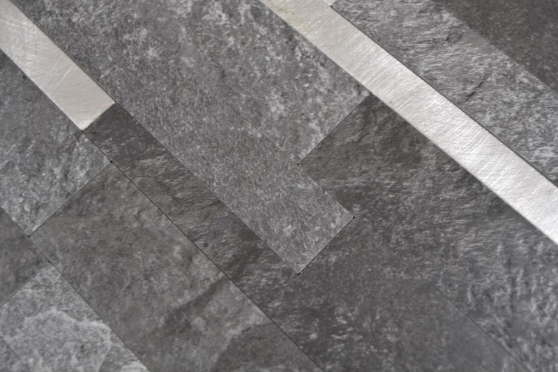 Composite vinyl stone look Black Qaurtz/Silver mosaic tile wall tile backsplash kitchen bathroom MOS200-32BS_f