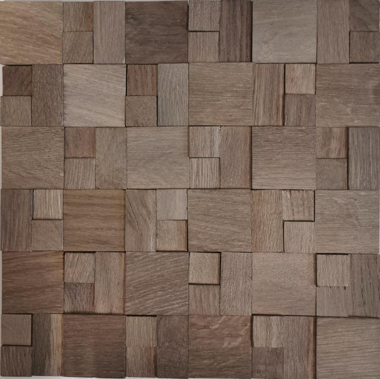 Wood mosaic wood panel facing walnut brown 3D self-adhesive wall kitchen tile backsplash MOS170-22G_f