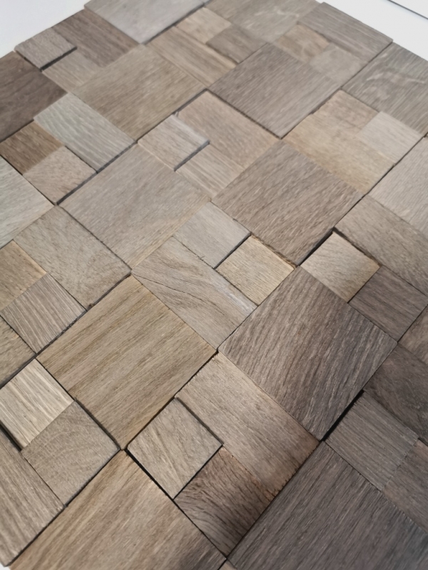 Wood mosaic wood panel facing walnut brown 3D self-adhesive wall kitchen tile backsplash MOS170-22G_f