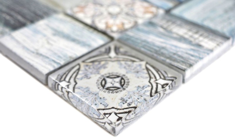 Glass mosaic mix light blue mosaic tile wall tile backsplash kitchen wood look bathroom MOS160-w300_f