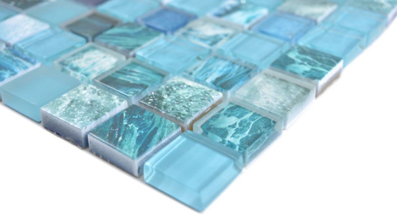 Square Crystal mix greenblue/ocean mosaic tile Wall Tile backsplash Kitchen Shower Bathroom MOS74-0605_f