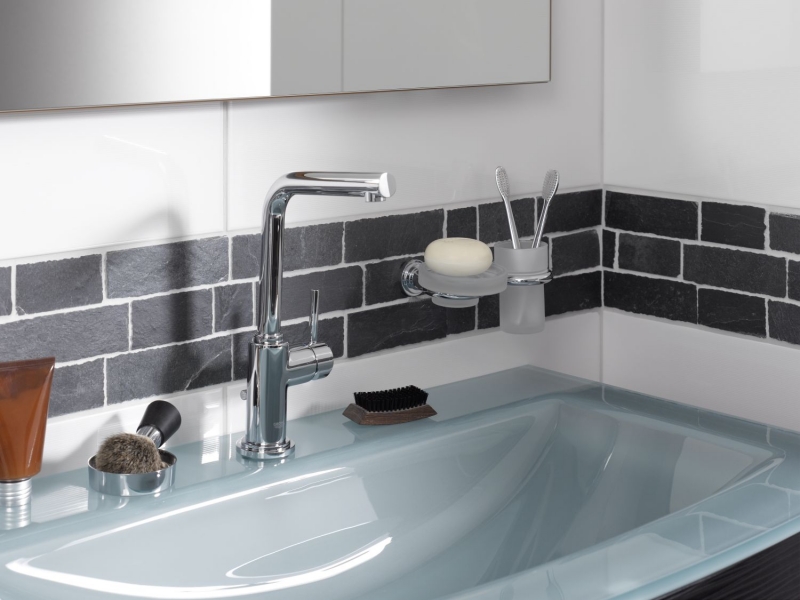 Slate mosaic tile natural stone brick anthracite Black Jack mosaic mat mosaic tile splashback kitchen - MOS34-0208