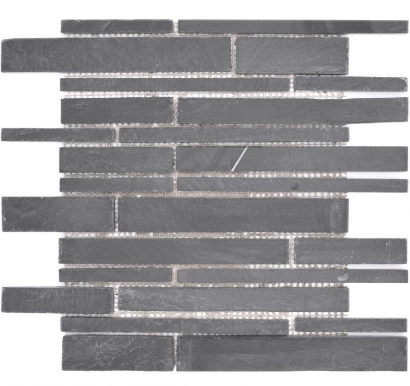 Slate mosaic tile natural stone brick anthracite black mosaic mat splashback wall facing - MOS34-0206
