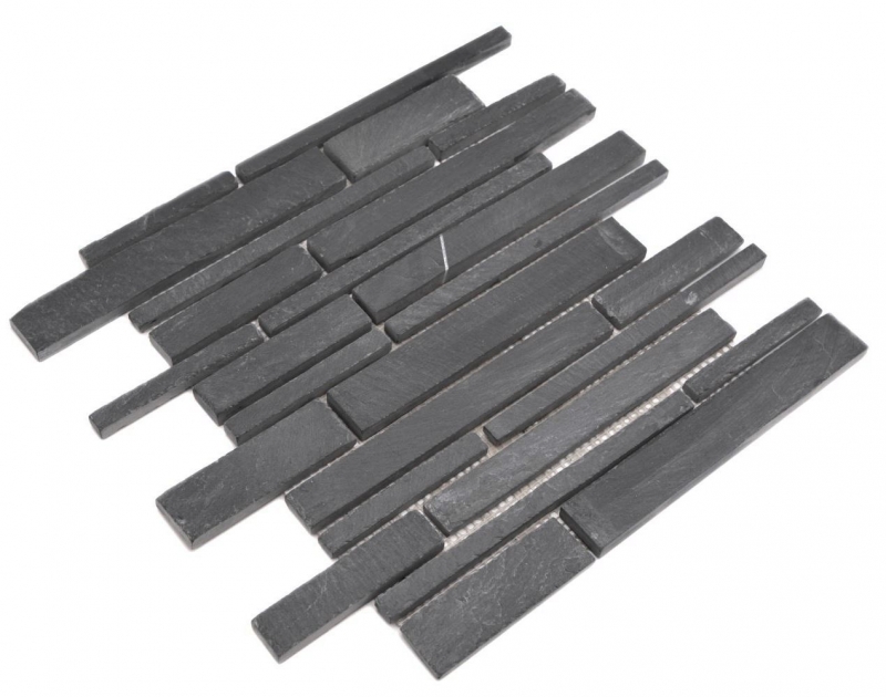 Slate mosaic tile natural stone brick anthracite black mosaic mat splashback wall facing - MOS34-0206
