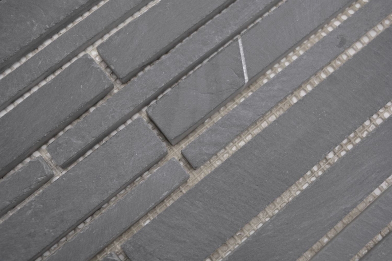 Slate mosaic tile natural stone brick anthracite black mosaic mat splashback wall facing - MOS34-0206