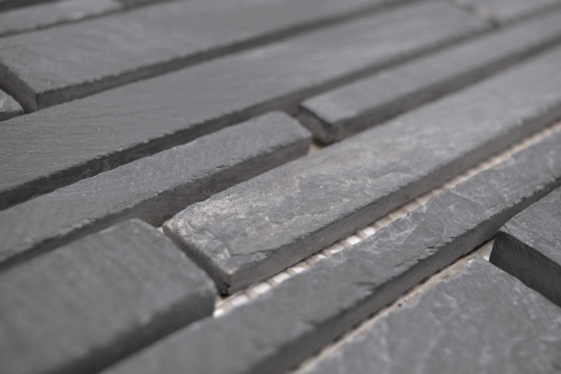 Slate mosaic tile natural stone brick anthracite black mosaic mat splashback wall facing - MOS34-0206