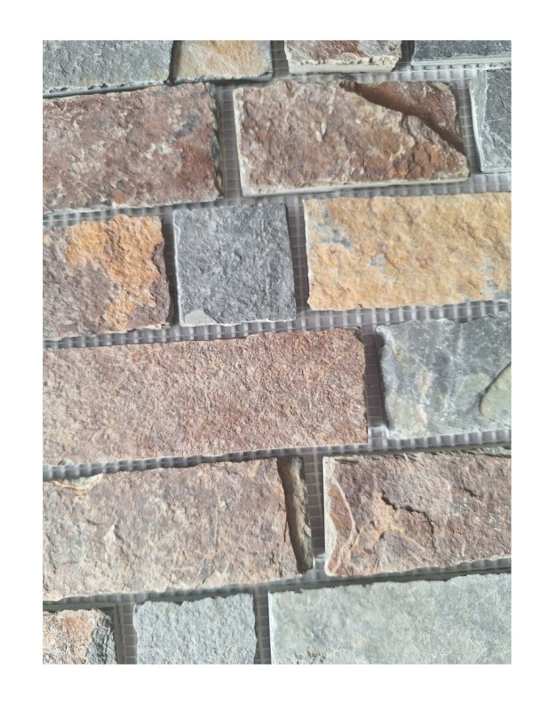 Hand-painted mosaic tile slate natural stone brick brown rust MOS34-1204_m