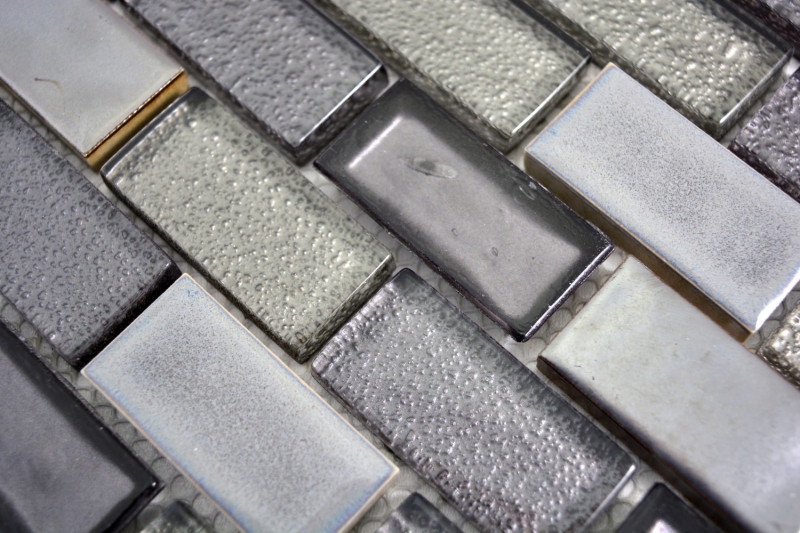 Hand-painted mosaic tile Translucent ceramic gray Brick Glass mosaic Crystal ceramic old gray MOS83IC-0229_m