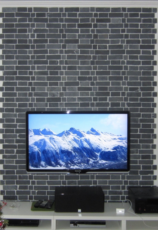 Mosaic tile slate natural stone Brick anthracite Black Jack MOS34-0208_f